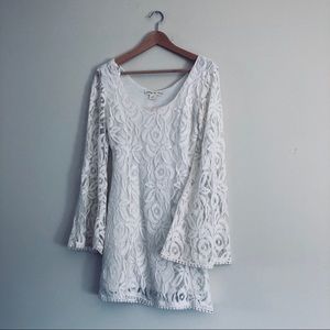 Urban Outfitters White lace bell sleeved dress!